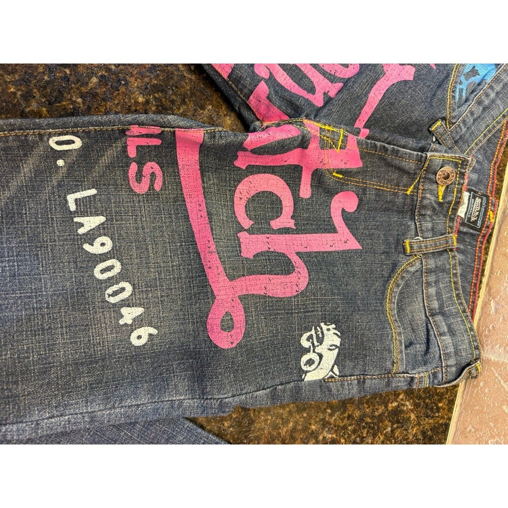Vintage Y2K Original Von Dutch Low Rise Jeans Graphic Flare EUC Size 26 - Picture 6 of 9